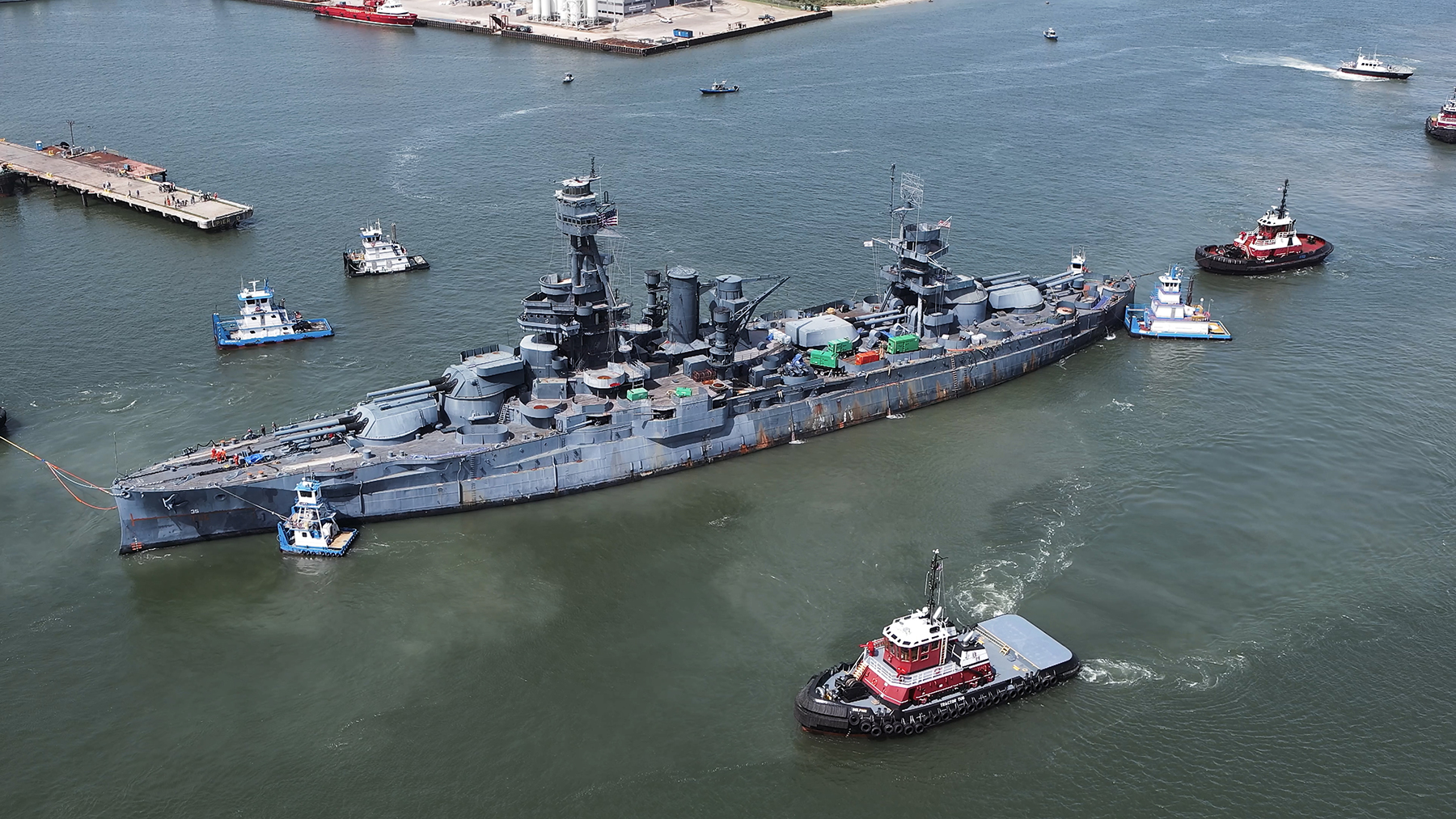 The trip to Galveston, Texas, was only the second time the battleship Texas has been moved since becoming a museum ship in 1948. (Image courtesy of Captiv Creative)