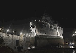 The Texas is now in dry dock, undergoing repairs designed to preserve the ship for another 50 or even 100 years. (Image courtesy of Captiv Creative) 
