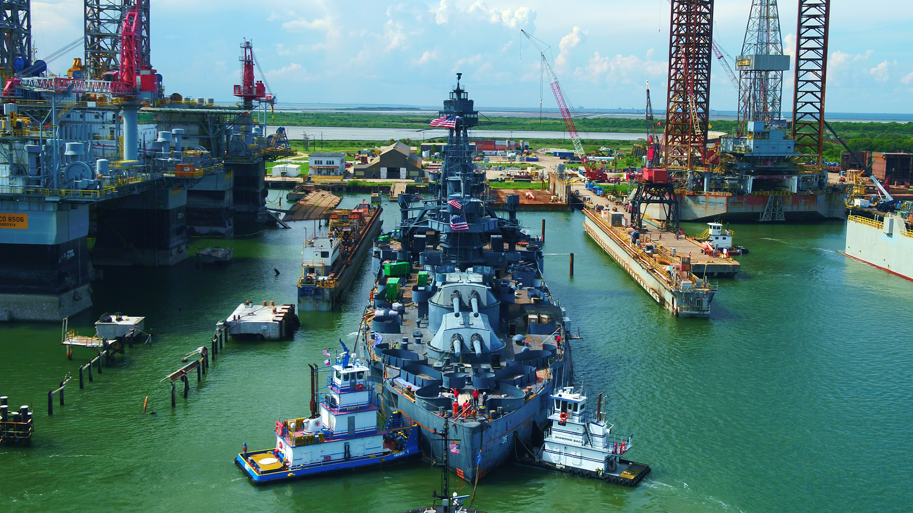 The dry dock itself had been recently restored after suffering severe damage and sinking near the Bahamas. (Image courtesy of Captiv Creative)