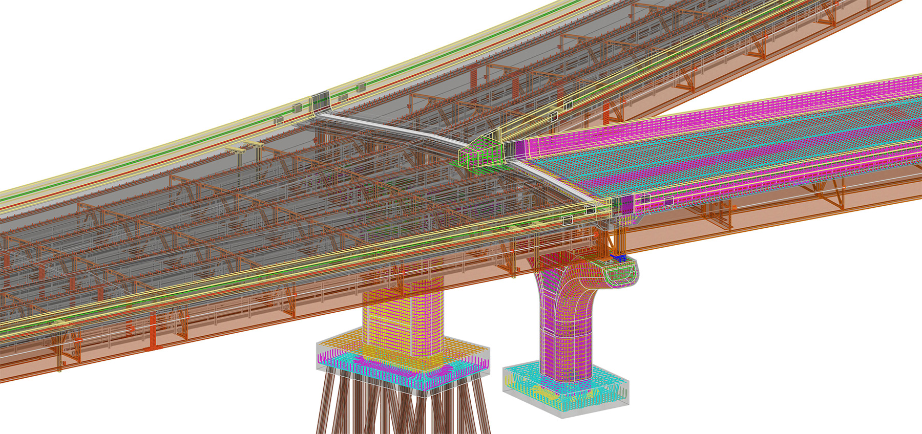 3D Multicolored visualization model of a section of highway.