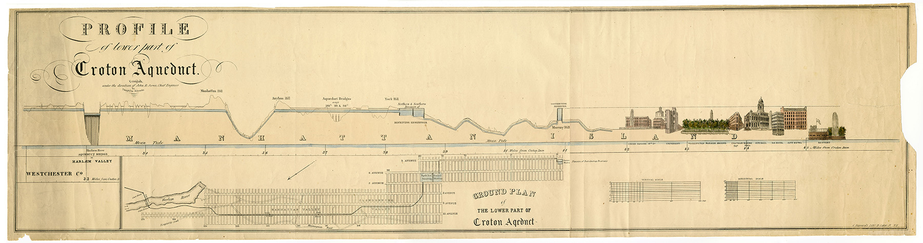 Drawing shows the elevation of the lower croton aqueduct.