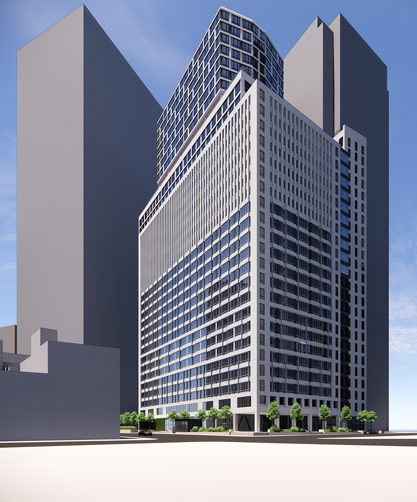 Located in the financial district of lower Manhattan, 25 Water Street originally was constructed as a New York City office building in 1968. Construction is scheduled to begin this year on efforts to convert the structure into approximately 1,300 residential units. (Image courtesy of CetraRuddy)