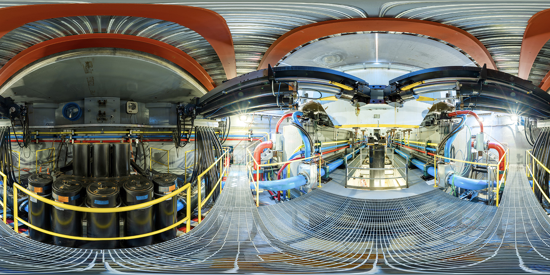 Image shows the various parts of a shake table that allows multiple degrees of freedom. 