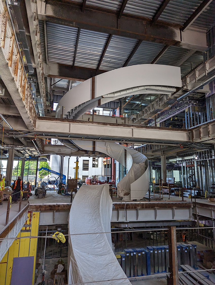 A large, monumental spiral staircase will rise through the center of the atrium. (Photograph courtesy O’Donnell & Naccarato)