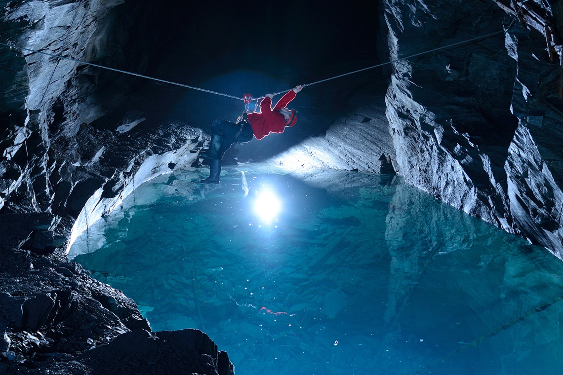 ZIP LINE IN UNDERGROUND CHAMBER