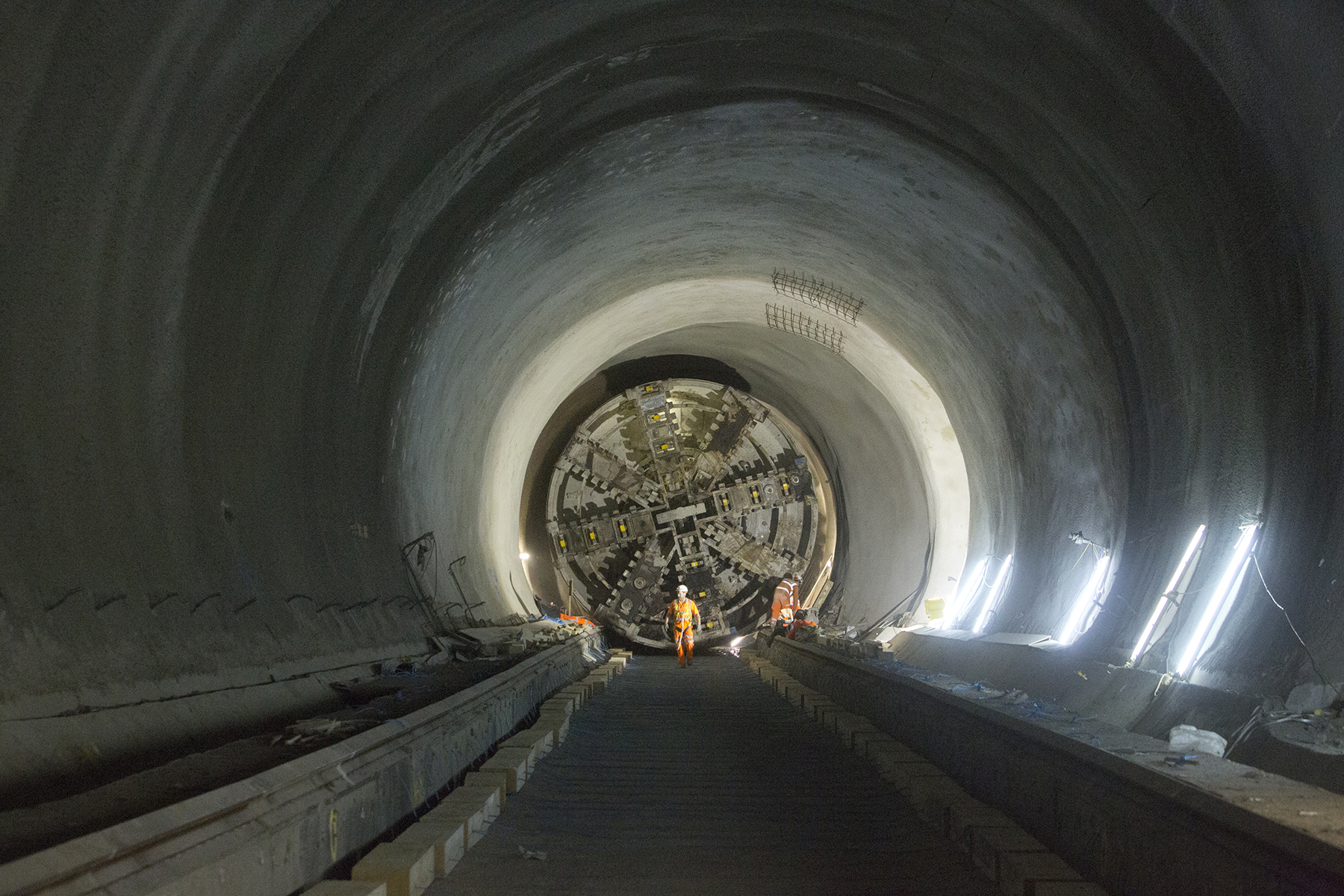 Crossrail required 42 km of tunneling 15-30 m deep underneath London — as demonstrated by this tunneling machine digging under Whitechapel. (Image courtesy of Transport for London)