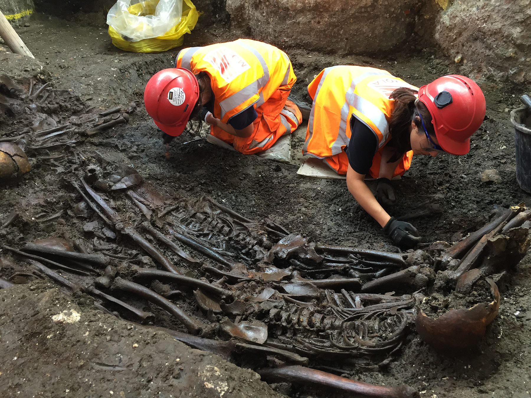 Crossrail’s archaeologists stood ready to intervene whenever the project uncovered archaeological finds — including this suspected 1665 Great Plague pit. (Image courtesy of Transport for London)