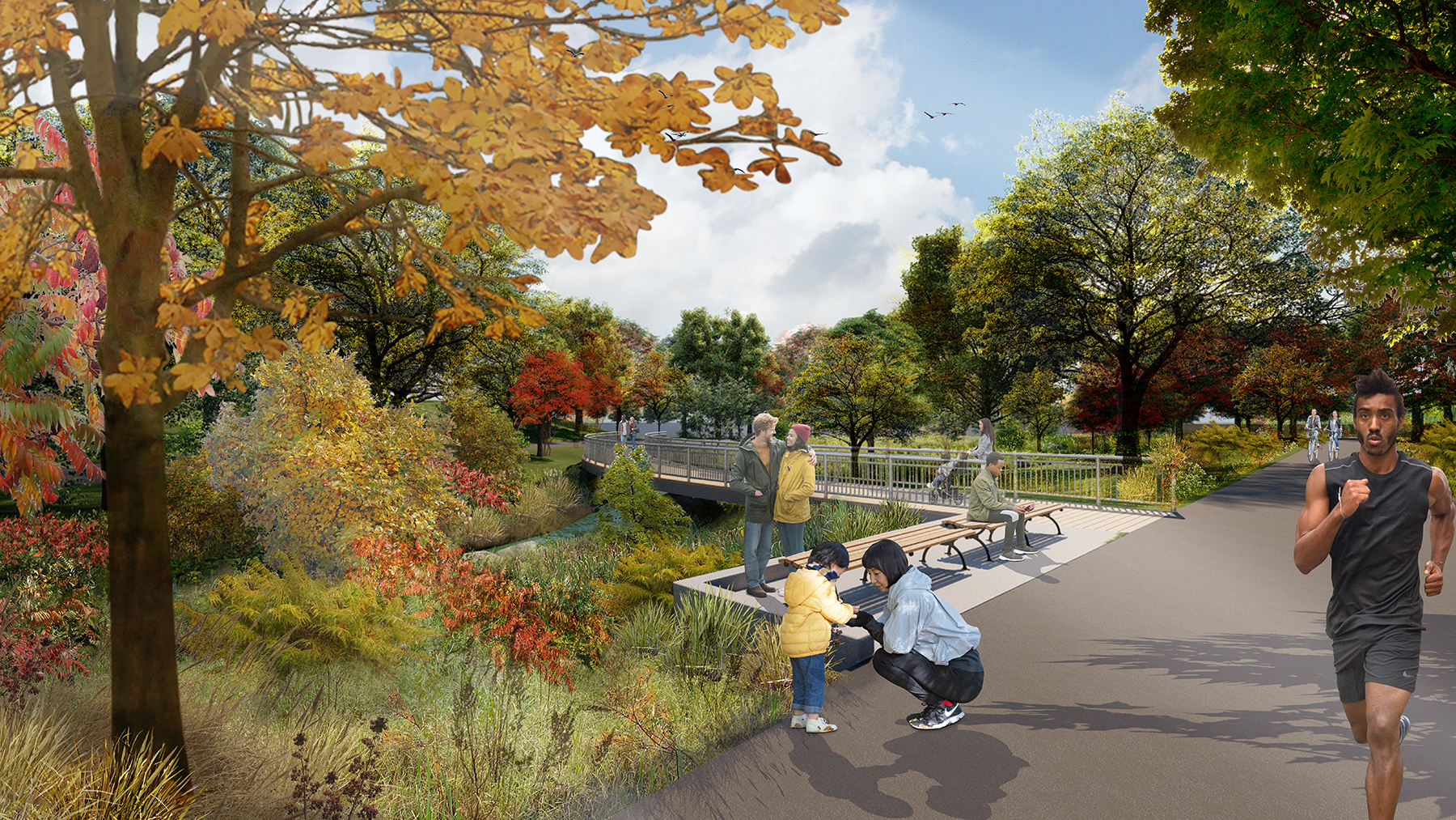 A rendering of the restored Tibbetts Brook in Van Cortlandt Park. (Image courtesy of the New York City Department of Environmental Protection)