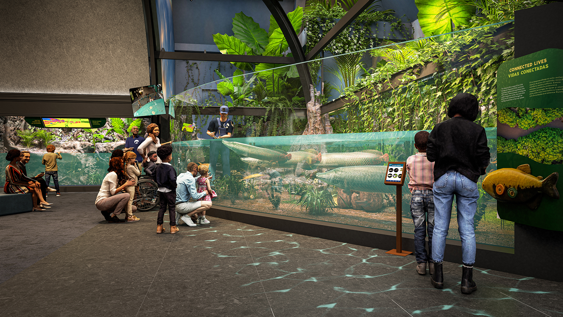 Amazon Rising arapaima habitat (Rendering © Shedd Aquarium)