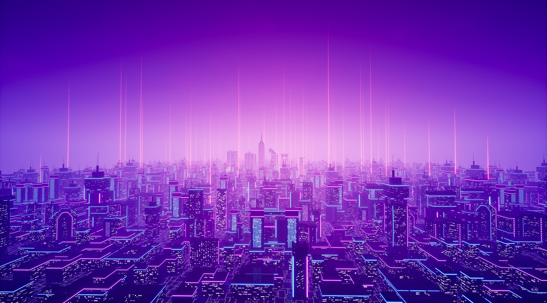 Image shows a digitized city scape. 