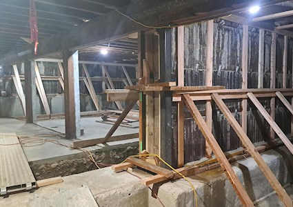 A new shear wall cast and finished with C-Crete concrete in the Seattle building construction project. (Image courtesy of R. Savary, C-Crete Technologies)