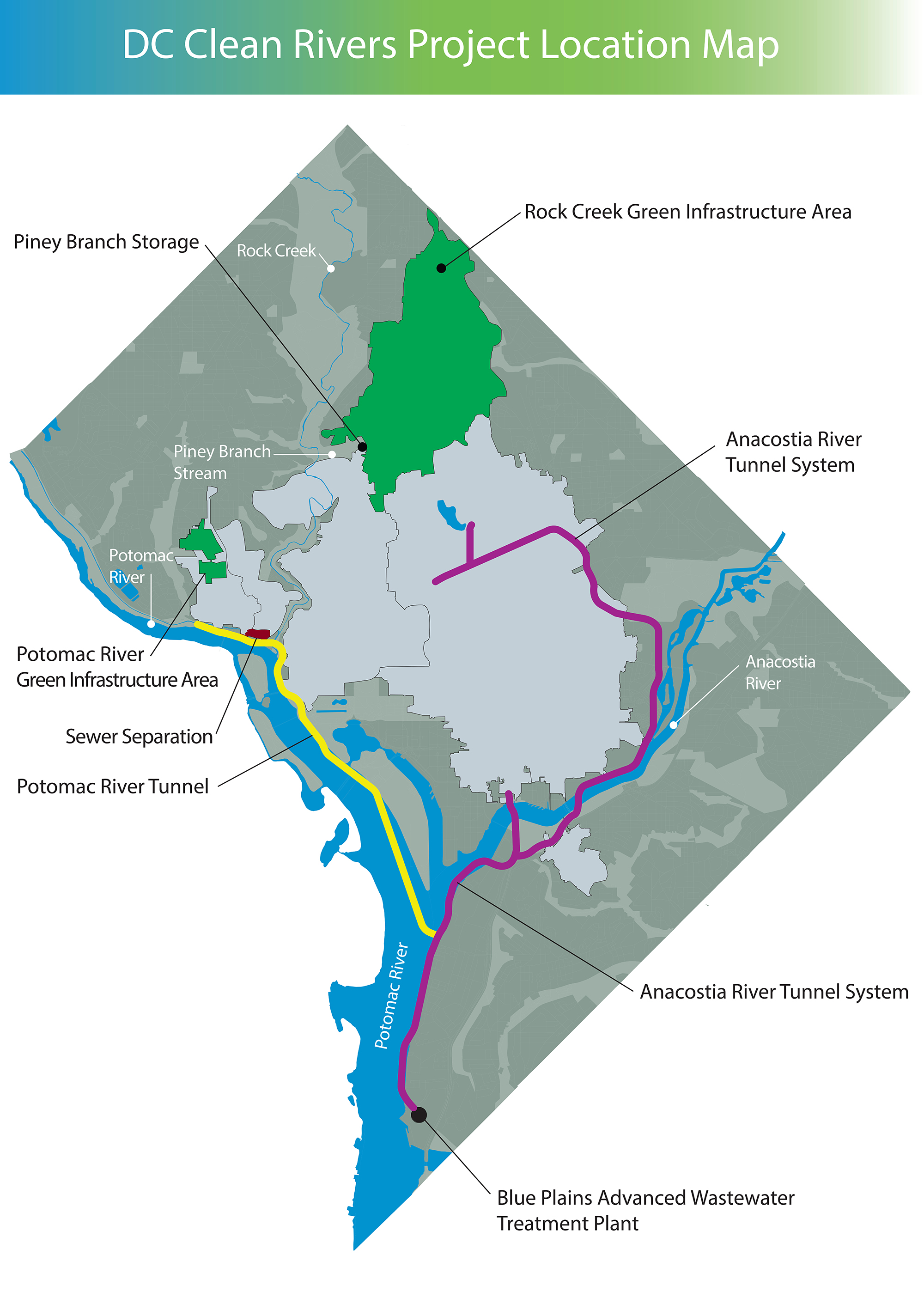 DC Clean Rivers Project location map (Map courtesy DC Water)