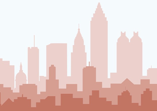 The drawing shows a city skyline, movie camera, and rolls of movie film.