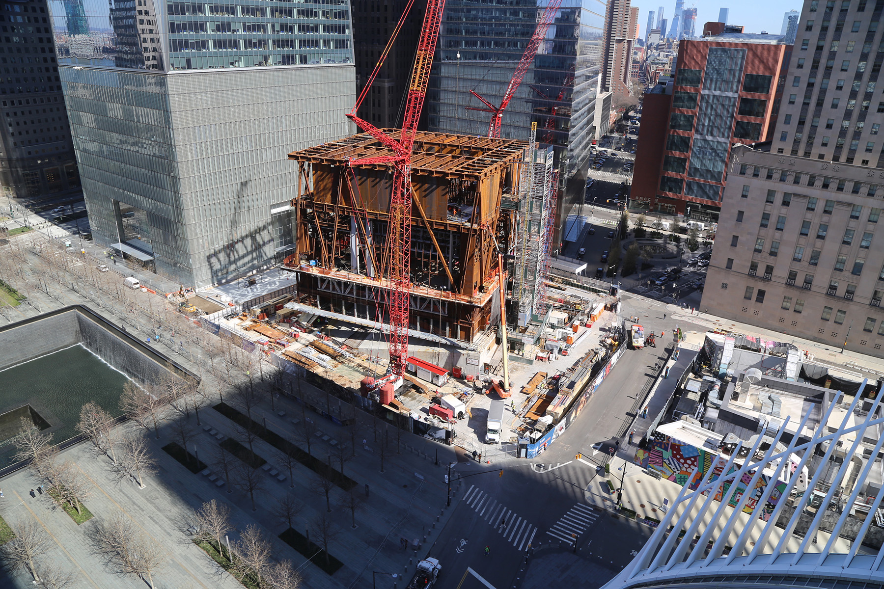 Aerial view of a construction site.