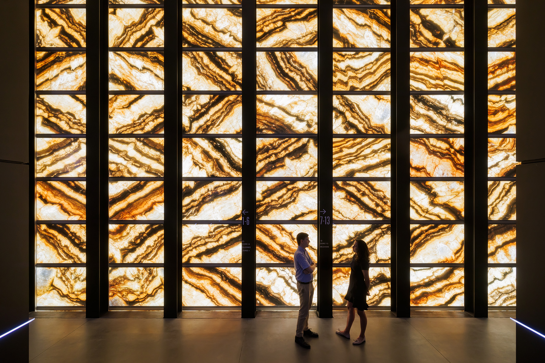 A wall of veined marble.