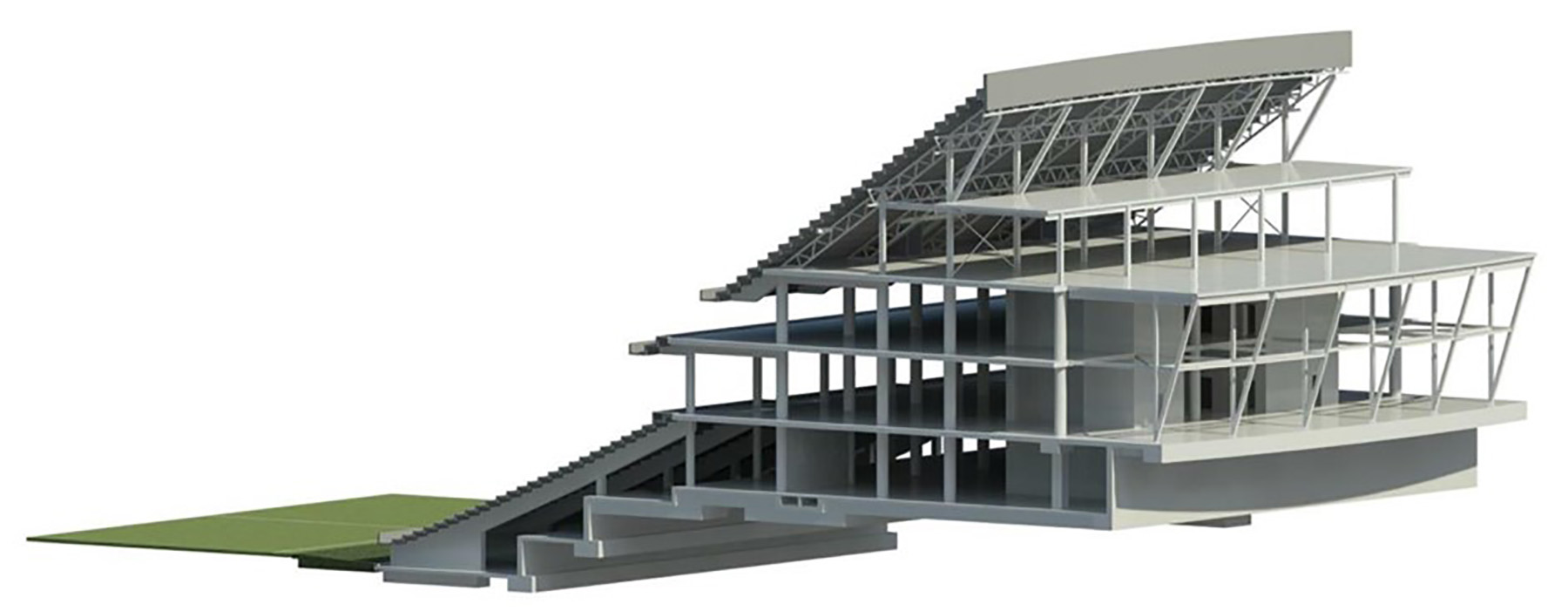 The rendering shows the seating tiers of the Al Janoub Stadium. 