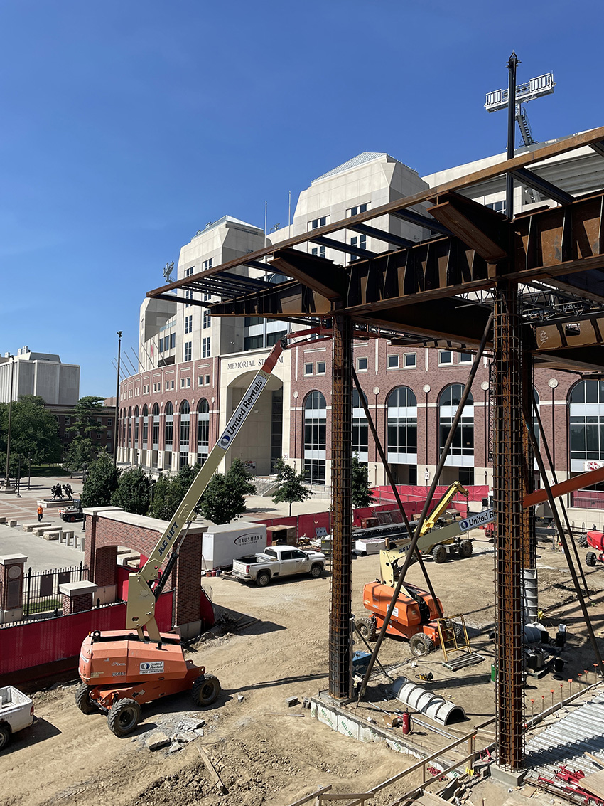 Under-construction photo of a building structure. 