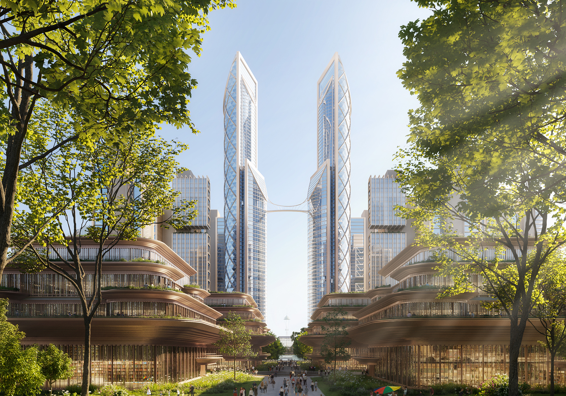 Two towers connected by a bridge