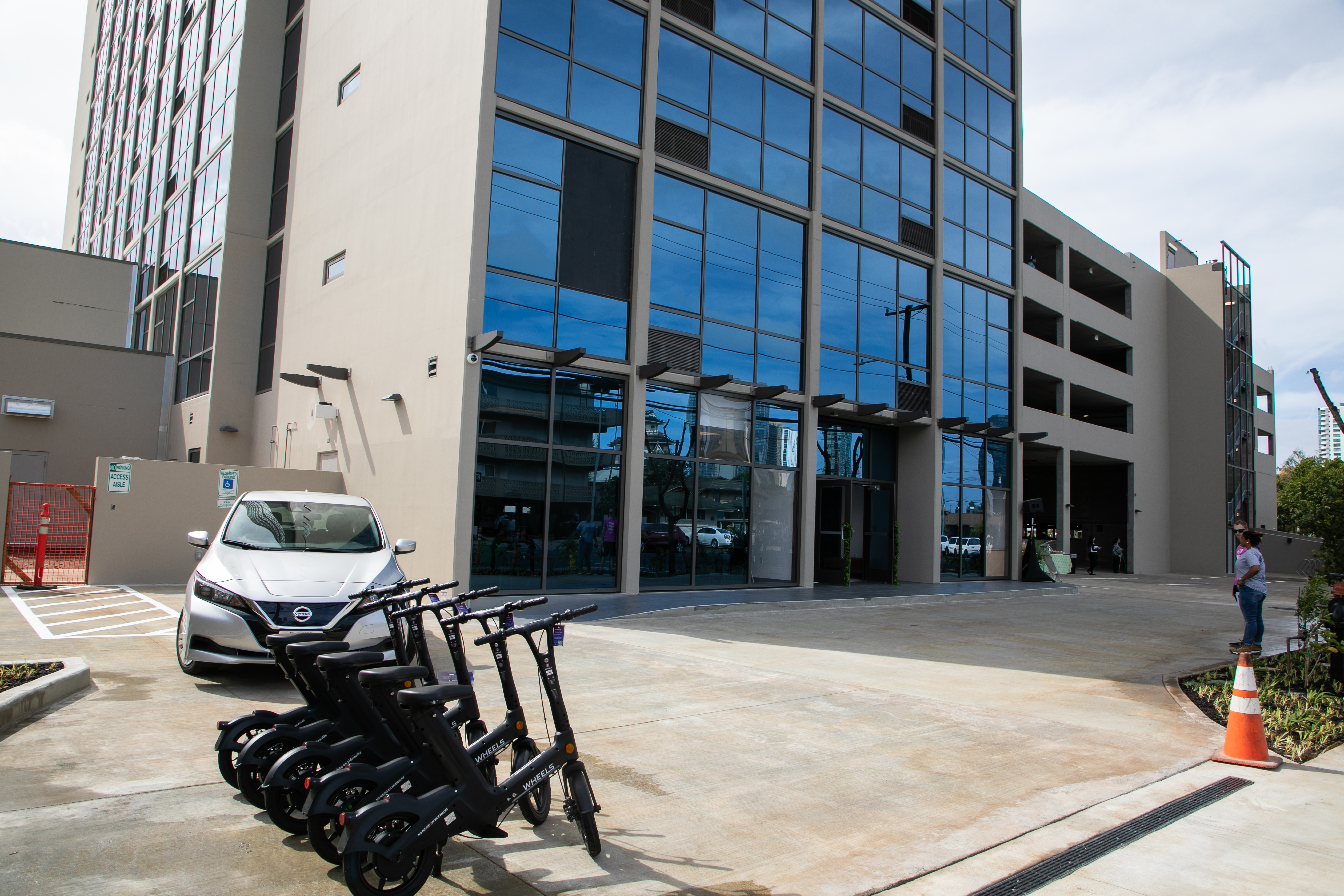 building with bicycle rack