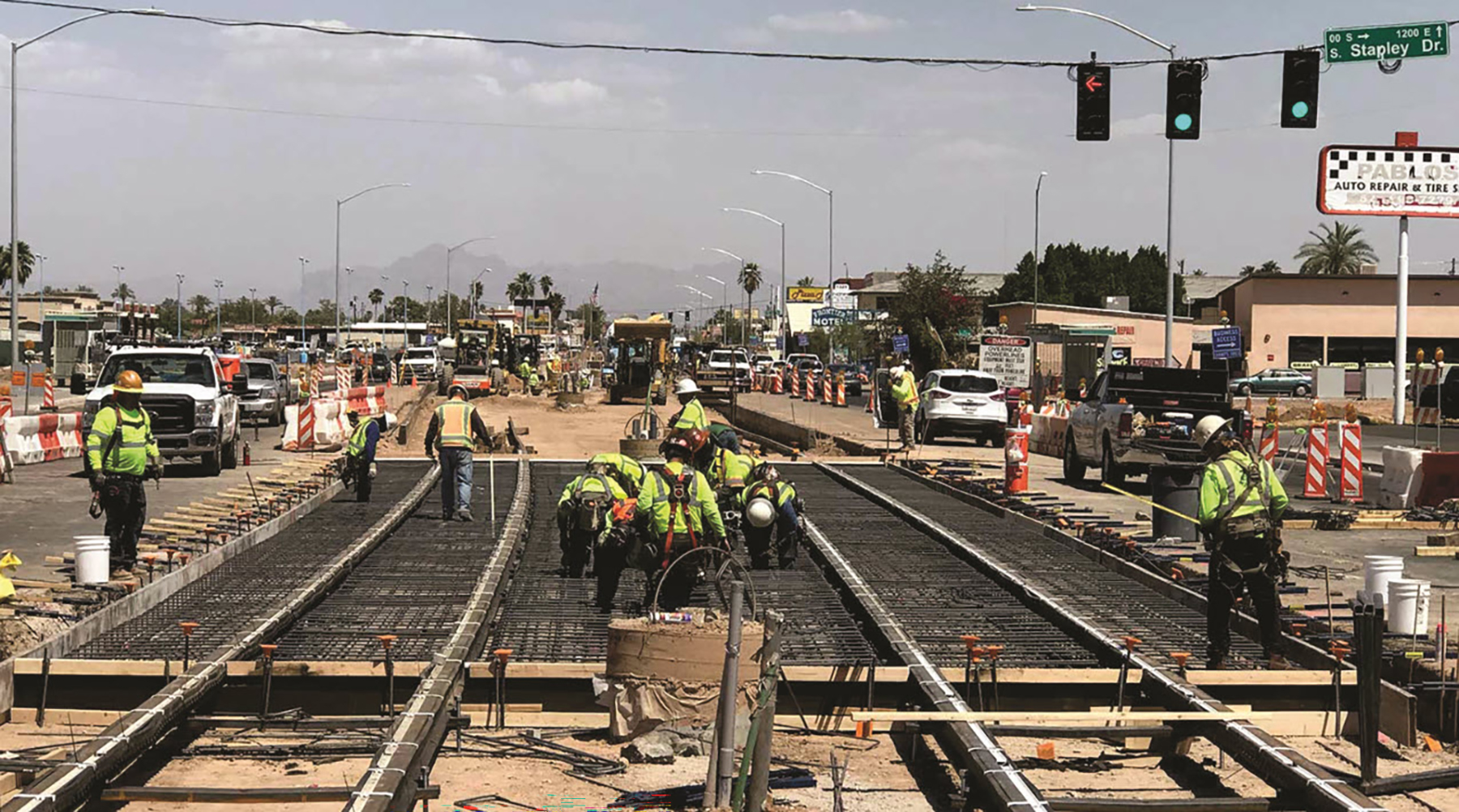 workers build a rail