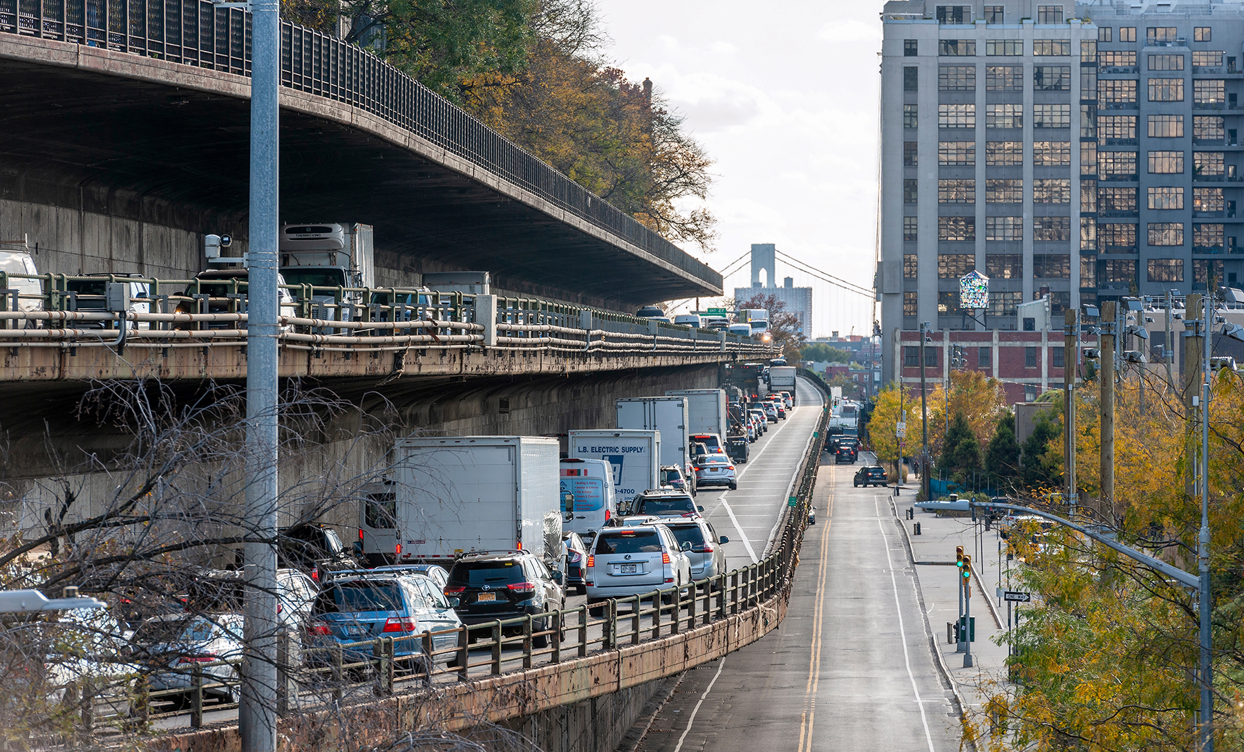 a traffic jam on a multilevel interstate a traffic jam on a multilevel interstate