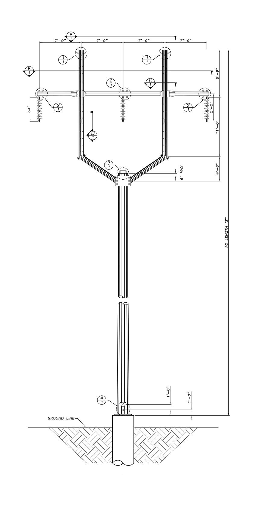 Figure shows a steel Y-frame structure founded on a reinforced-concrete pier.