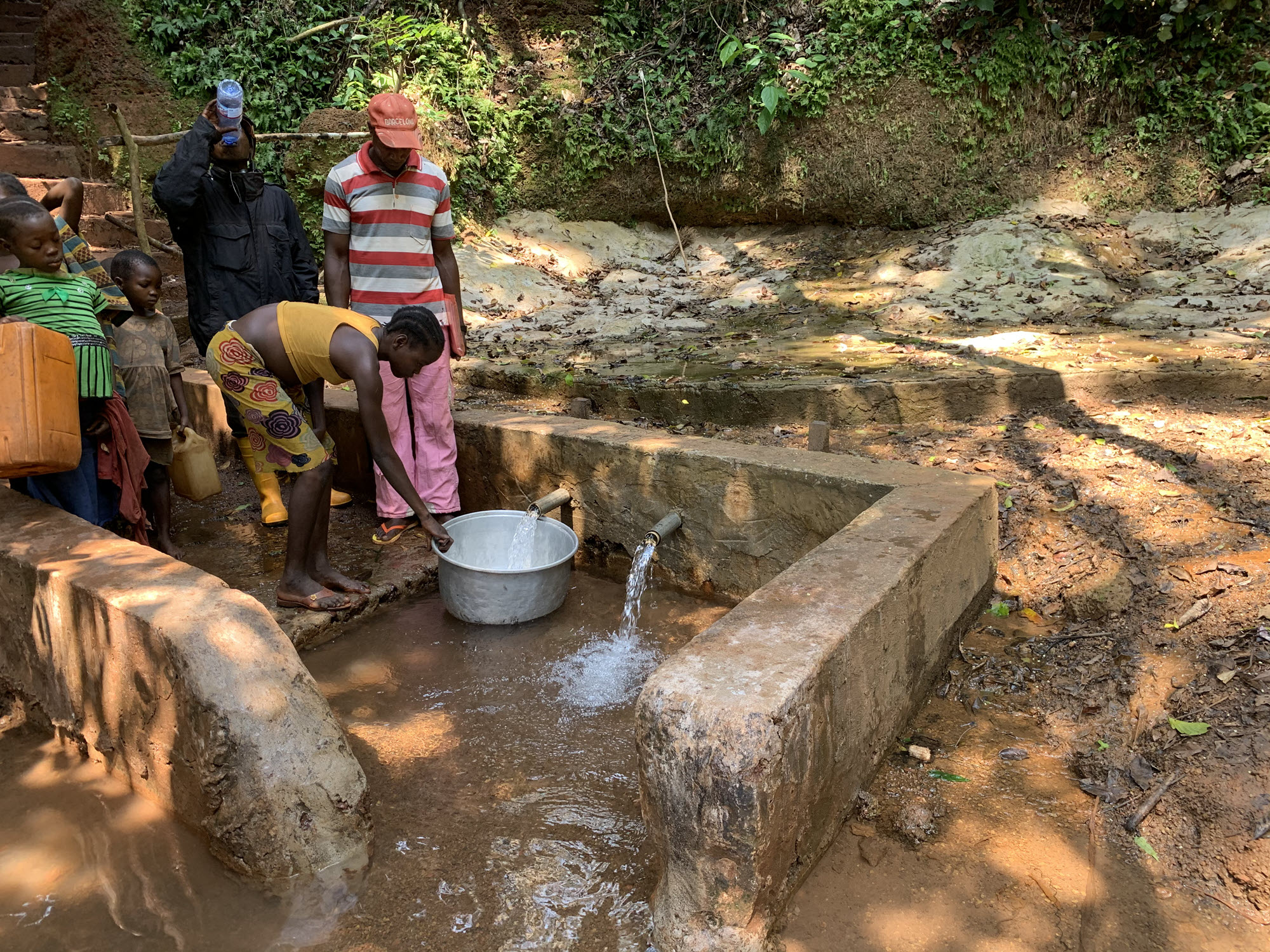 Newly constructed water dwelling provides clean water to Congolese people.