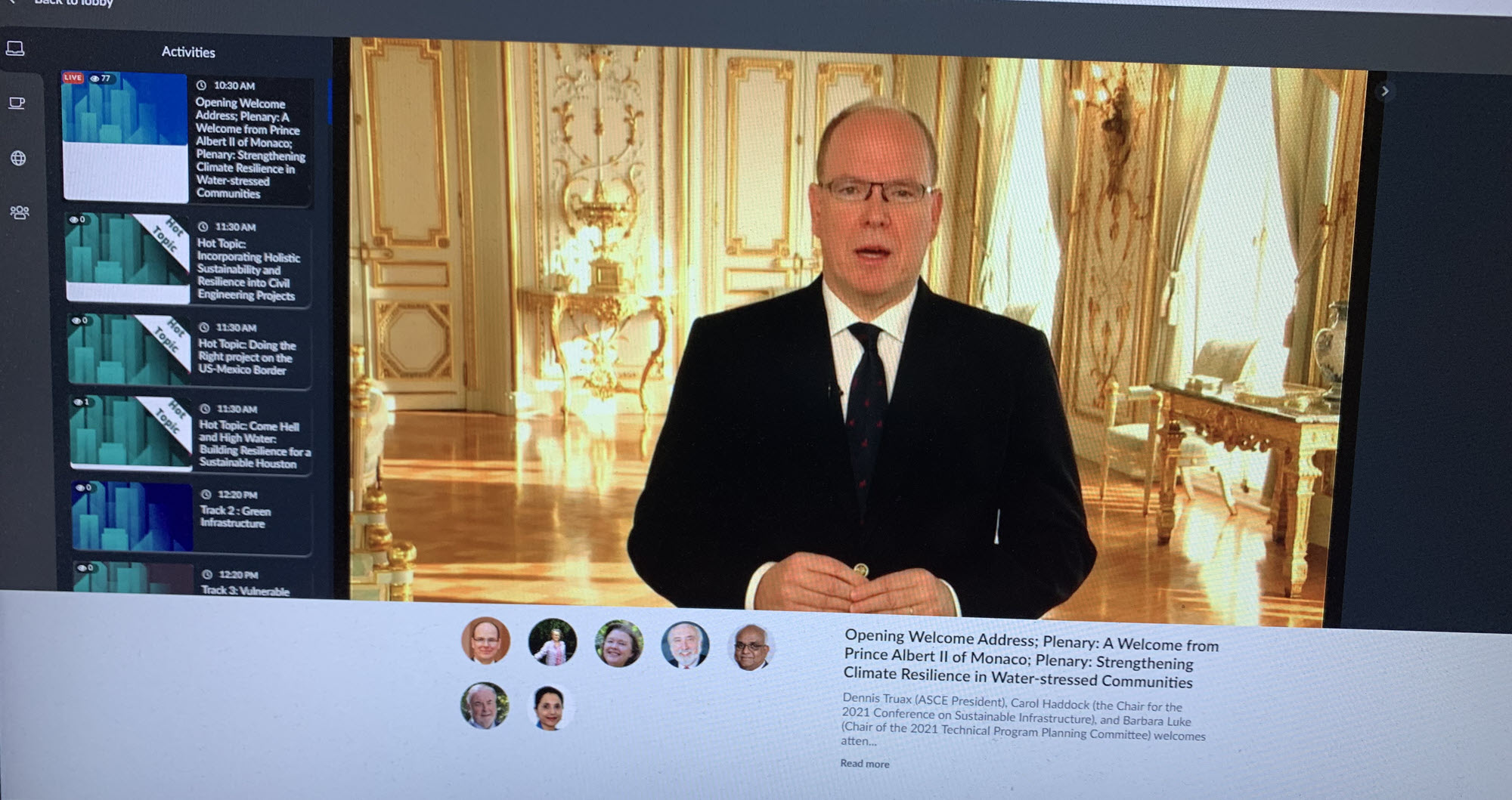 photo of Prince Albert II of Monaco speaking at ICSI 2021