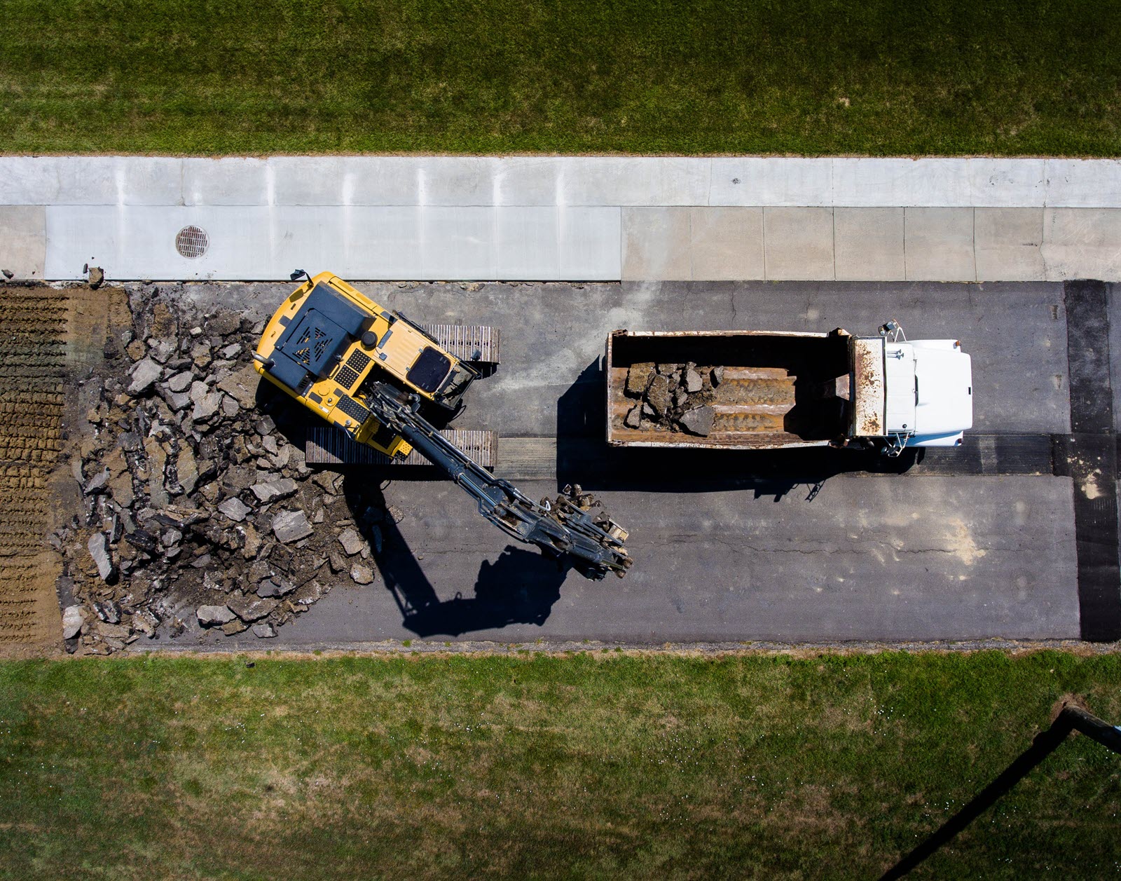 aerial view of excavator