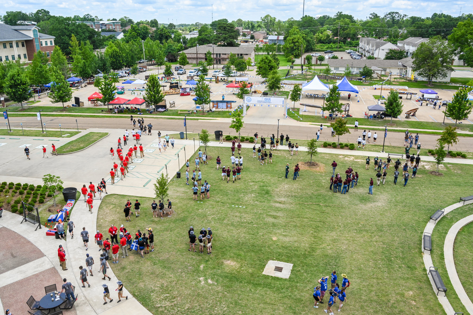 overhead view of competition