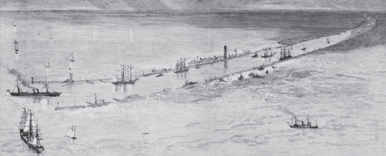 aerial image of South Pass Jetties