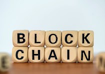 Blockchain blocks spell out blockchain