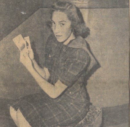 photo of Leonard Coatsworth’s daughter with (fuzzy) photos of Tubby. 