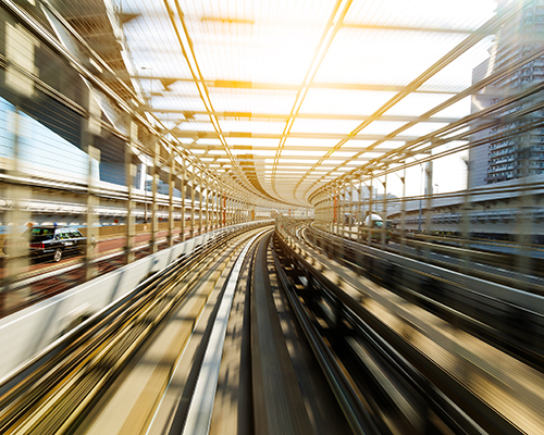 Motion blur of urban rail line at daytime