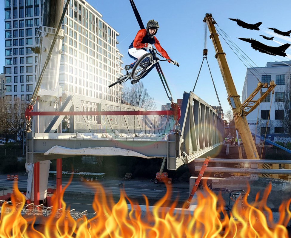 photo of bridge over fire