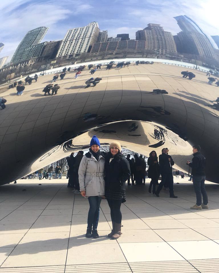 photo of Liz Ruedas and Isamar Escobar at the Bean in Chicago