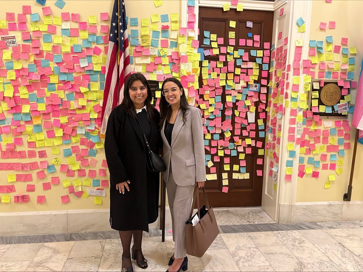 photo of Isabella Salgado with AOC