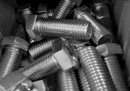 Collection of steel bolts