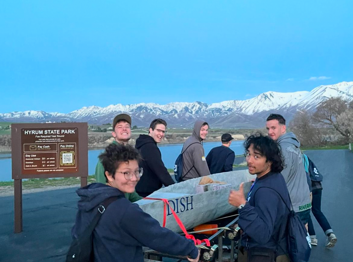 photo of the BYU concrete canoe team