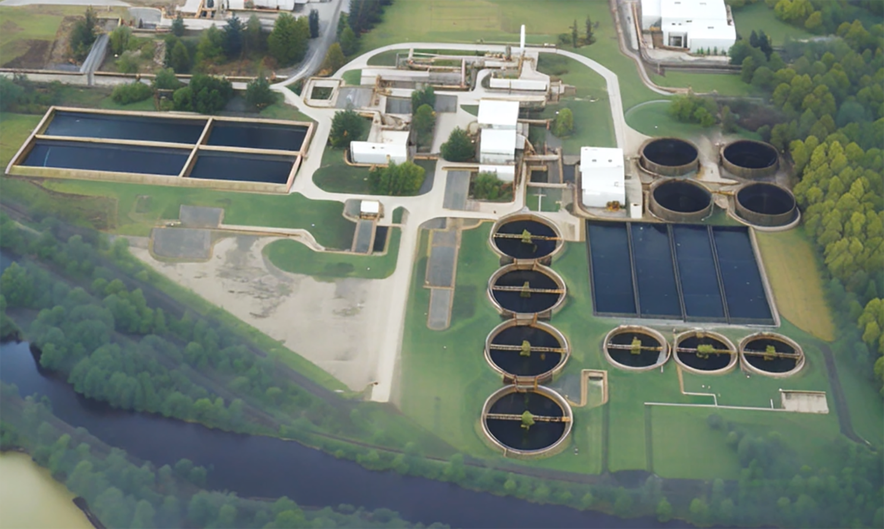 aerial shot of the Brazilian wastewater treatment plant
