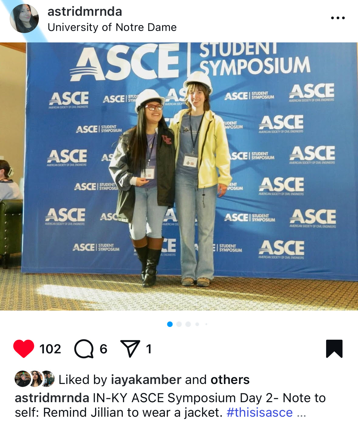 Instagram post from Notre Dame ASCE