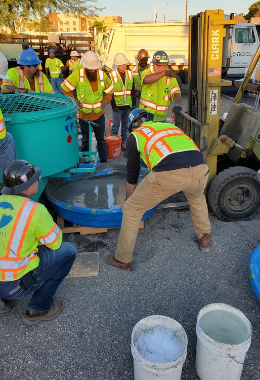 crew works with concrete crew works with concrete