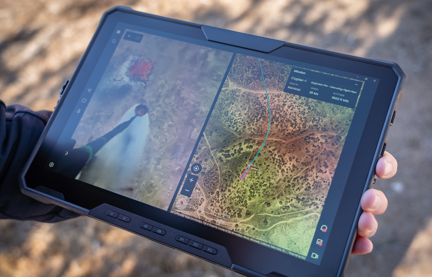 a tablet displays fire information a tablet displays fire information
