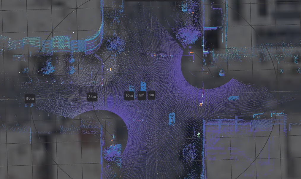 aerial view of street with computer-added graphics for vehicles aerial view of street with computer-added graphics for vehicles