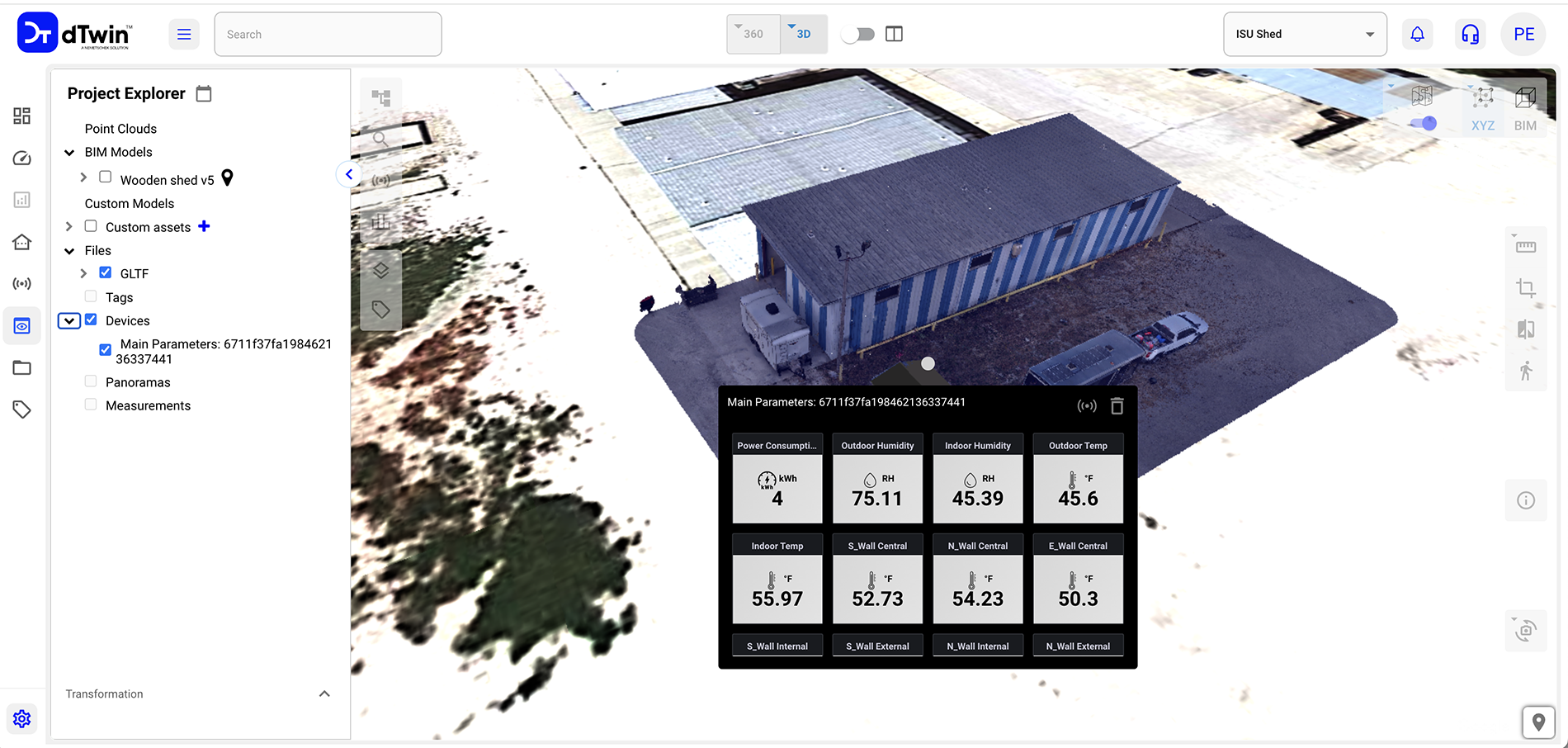 website shows a geolocated 3D photogrammetry drone scan 