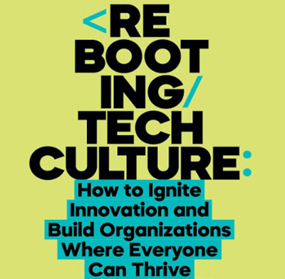 yellow book cover with words rebooting tech culture 