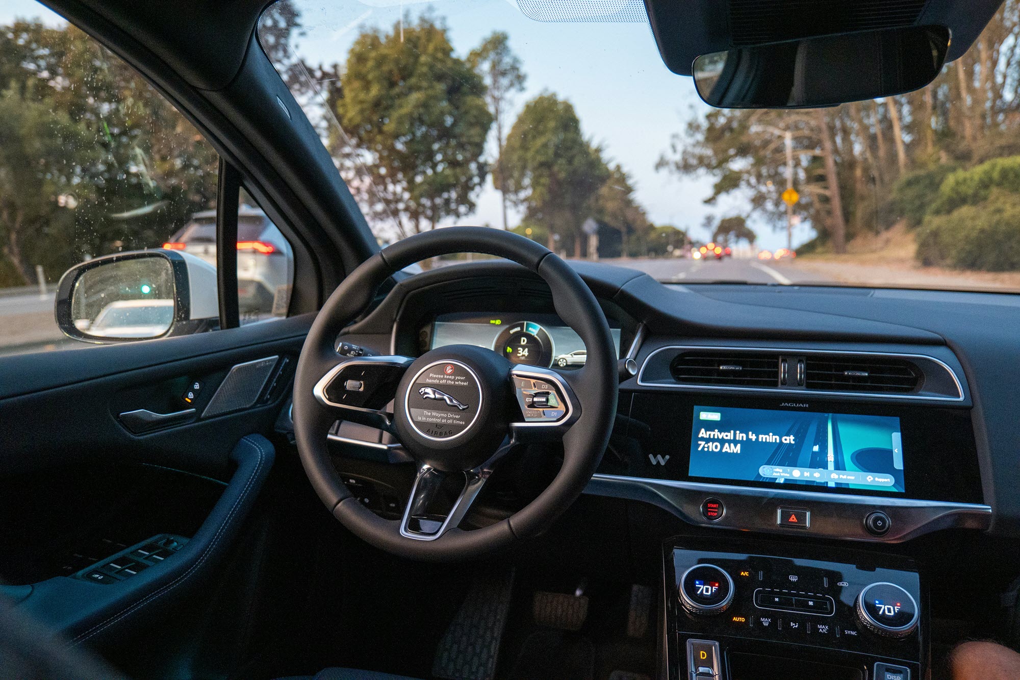 Photo of the inside of an autonomous vehicle