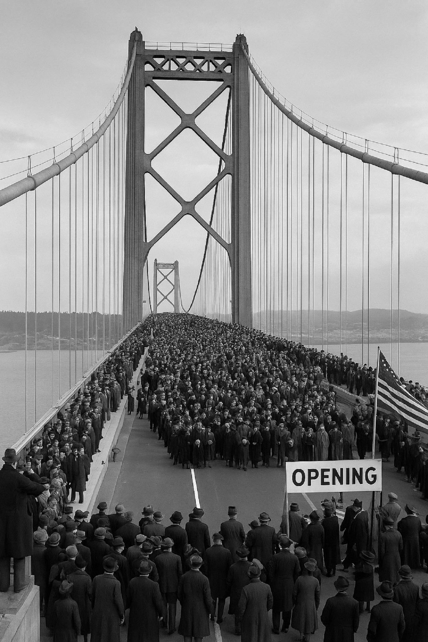 an AI image of a bridge opening