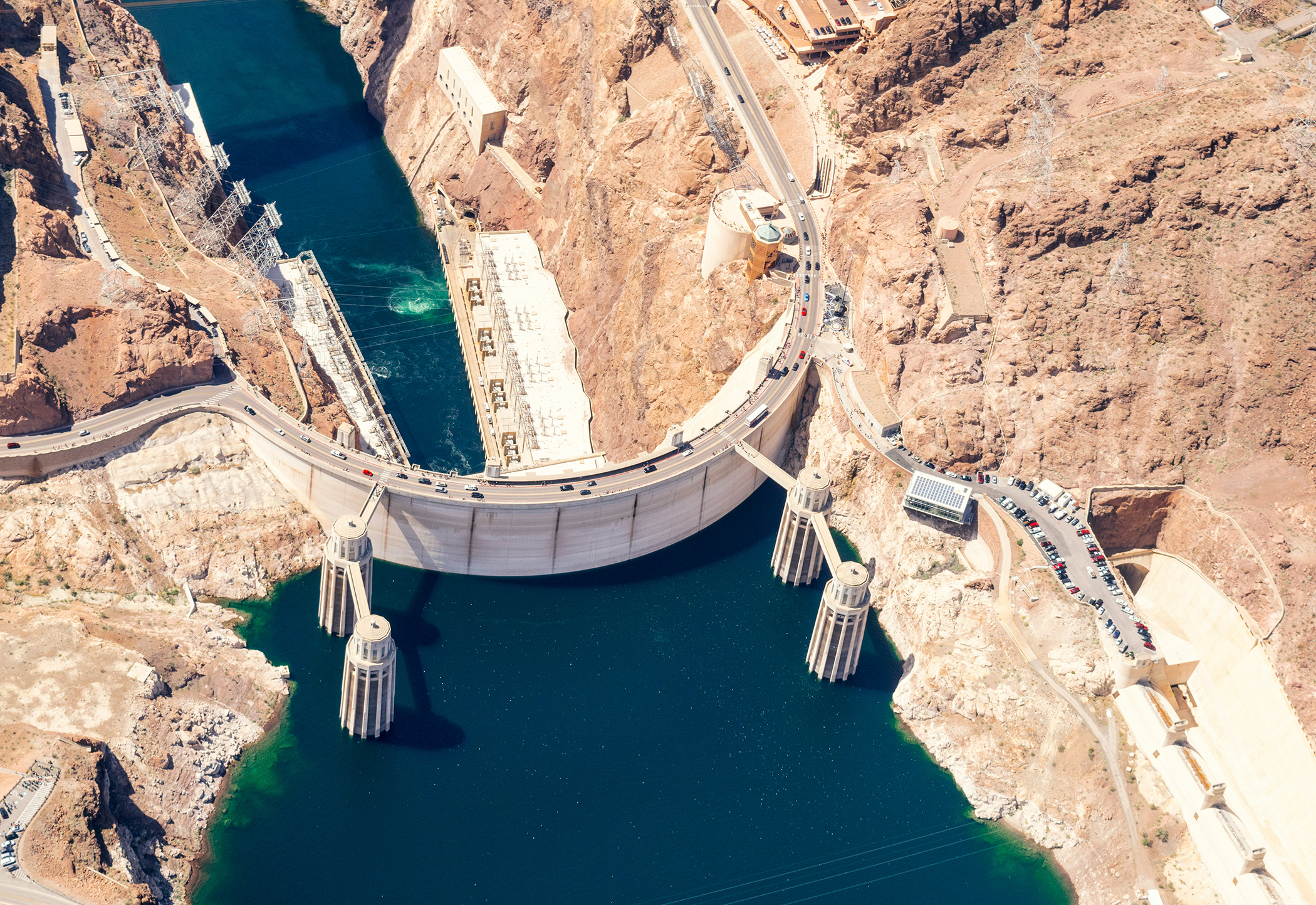 aerial image of Hoover Dam