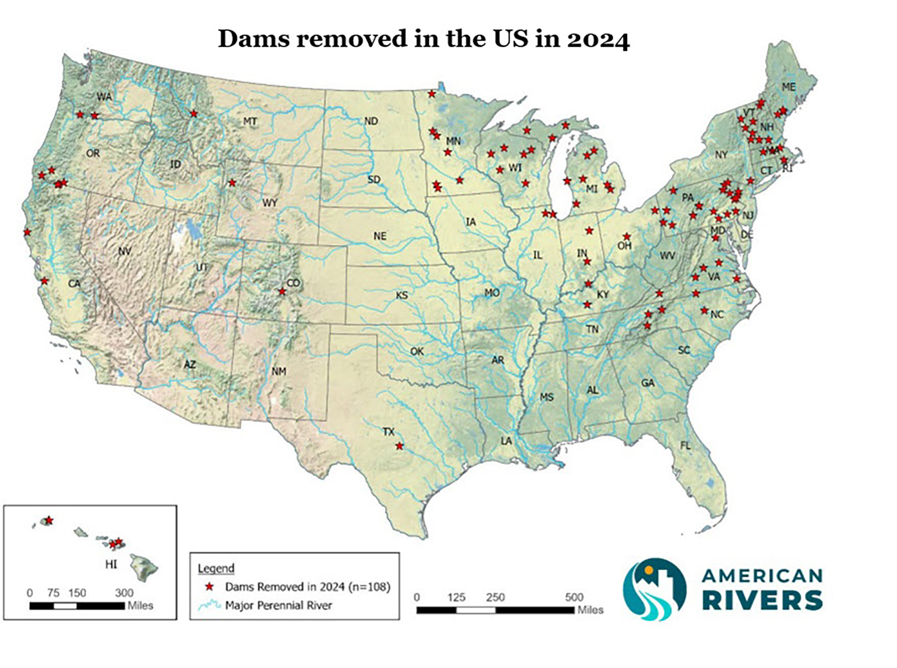 map shows dam U.S. dam removals in 2024